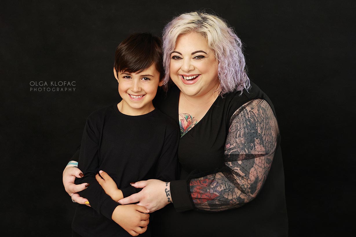 hair and makeup makeover photoshoot by olga klofac photography - tattooed mother and son portrait mayo sligo roscommon galway leitrim athlone longford